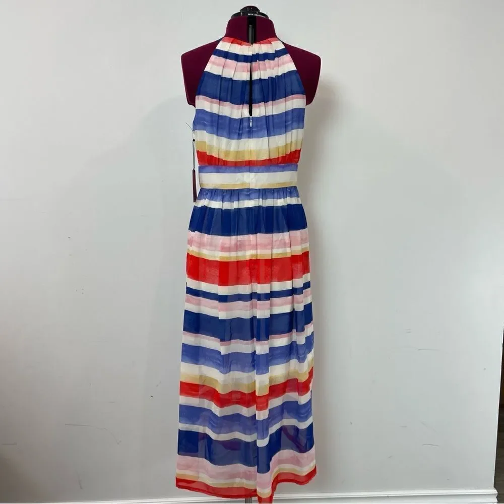 Vince Camuto stripe maxi dress blue red pink whiteUS 8 - Picture 2 of 13